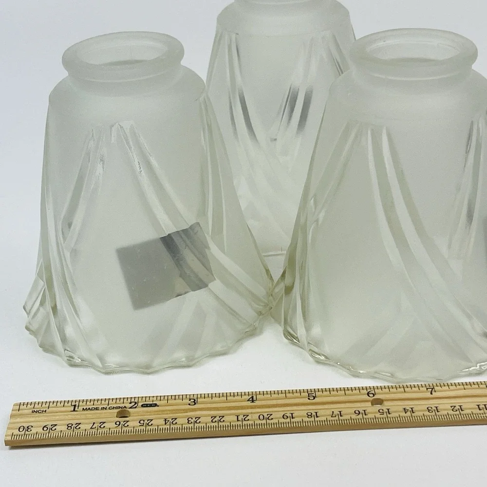 Set of 3 Light Shades Clear Frosted Glass 2 1/4 Ceiling Fan Chandelier Wall Scon